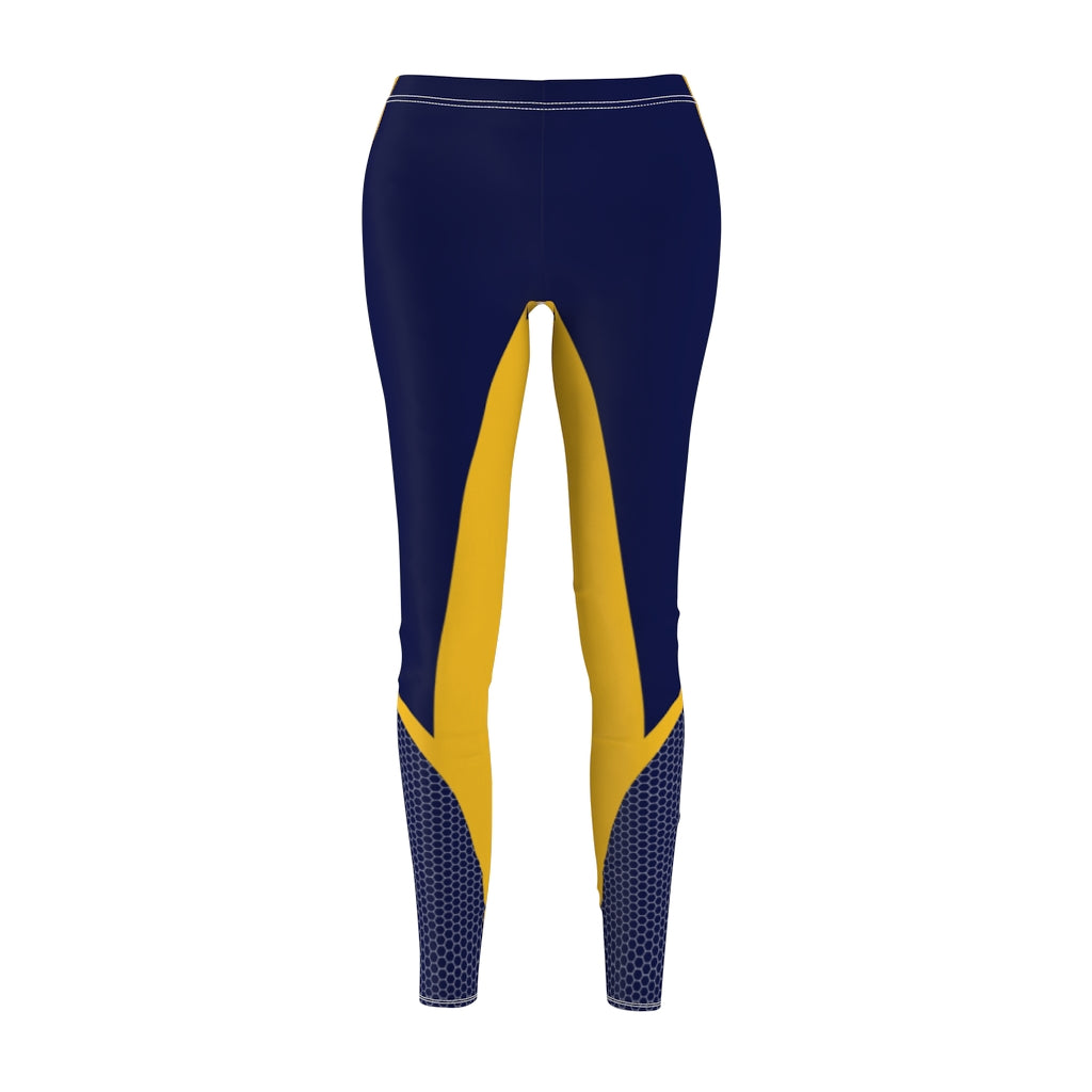 Blue and Gold Women's Leggings - Designer Leggings With Lots of Charac –  The Dandelion Design Co