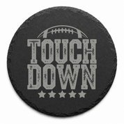 Touchdown Football Slate Coaster — Dandelion Design Co. — SlateStudioMedia:design%3A1%3Ashape%3Around:6 — 0034-TFGN_touchdown_football_slate_coaster_04_round_main.png