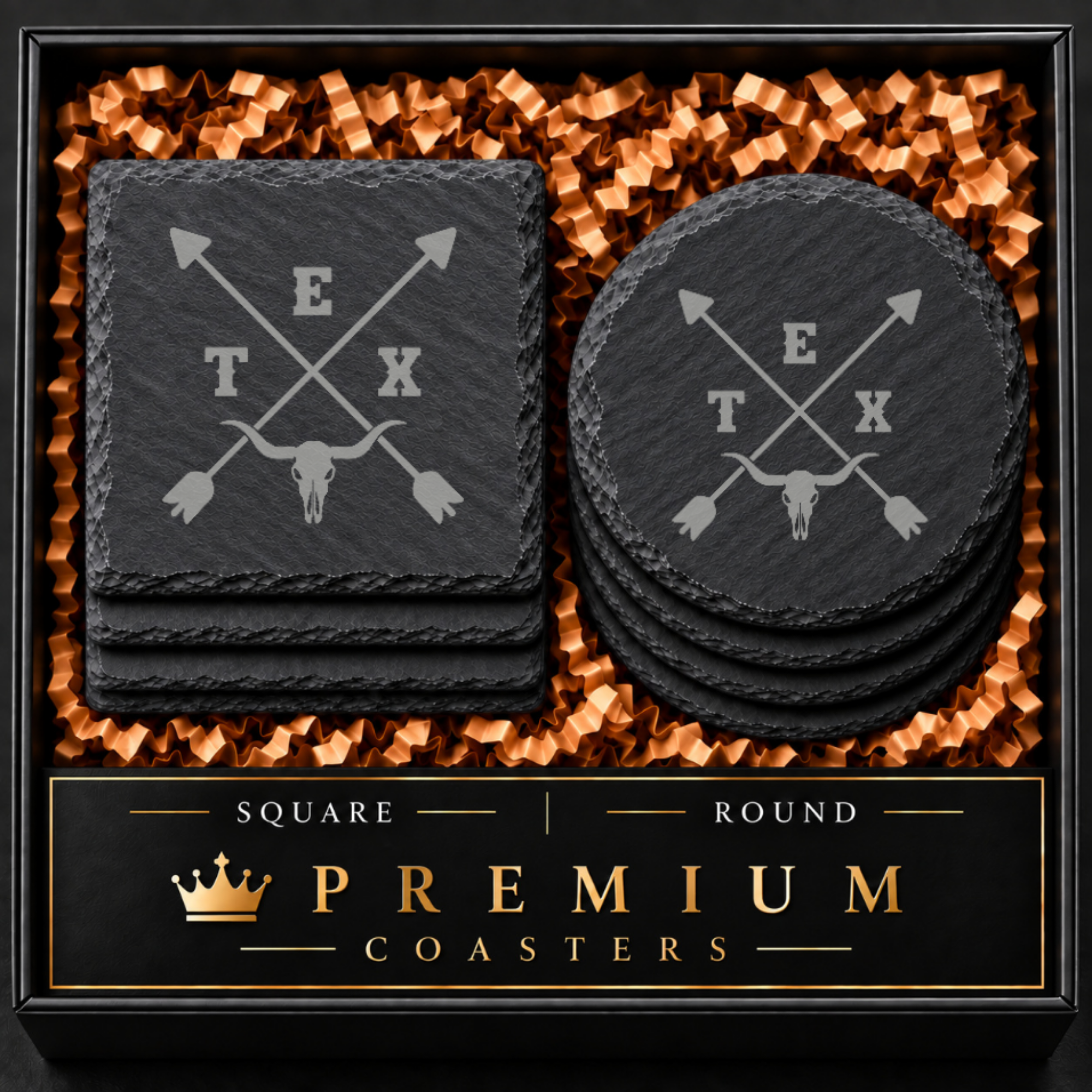 Texas LoneStar State Coaster — Dandelion Design Co. — SlateStudioMedia:hero:1 — 0047-TLGN_texas_lonestar_state_coaster_01_square_round_gift_hero.png
