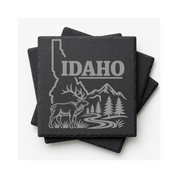 Idaho Slate Coasters 4x4 Laser Engraved Stone Drink Coasters Idaho Home Decor Gem State Established 1890 Gift — Dandelion Design Co. — SlateStudioMedia:gallery:9 — 0070-ISGN_idaho_slate_coasters_4x4_laser_engraved_stone_drink_coasters_idaho_home_decor_gem_state_established_1890_gift_09_square_stack.png