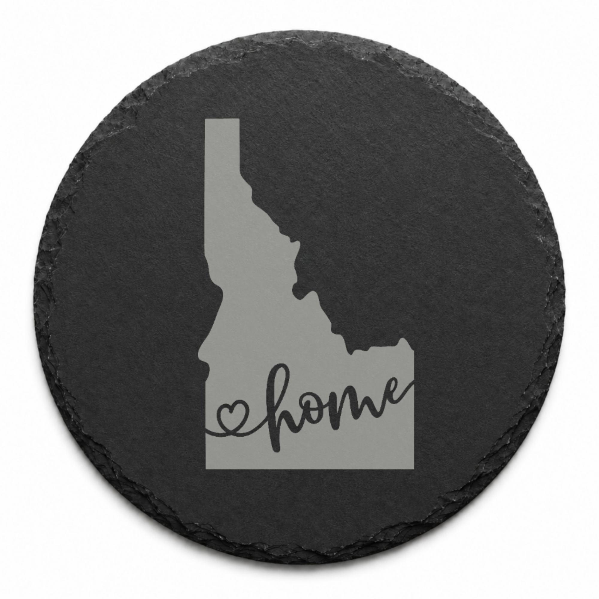 Idaho Slate Coasters 4x4 Laser Engraved Stone Drink Coasters Idaho Home Decor Gem State Established 1890 Gift — Dandelion Design Co. — SlateStudioMedia:design%3A3%3Ashape%3Around:8 — 0070-ISGN_idaho_slate_coasters_4x4_laser_engraved_stone_drink_coasters_idaho_home_decor_gem_state_established_1890_gift_20_D03_round_main.png