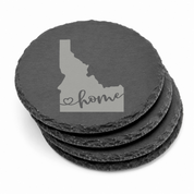 Idaho Slate Coasters 4x4 Laser Engraved Stone Drink Coasters Idaho Home Decor Gem State Established 1890 Gift — Dandelion Design Co. — SlateStudioMedia:gallery:21 — 0070-ISGN_idaho_slate_coasters_4x4_laser_engraved_stone_drink_coasters_idaho_home_decor_gem_state_established_1890_gift_21_D03_round_stack.png