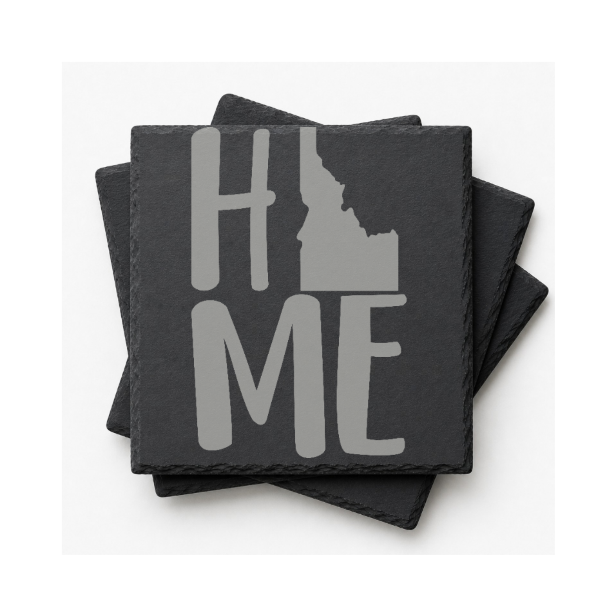 Idaho Slate Coasters 4x4 Laser Engraved Stone Drink Coasters Idaho Home Decor Gem State Established 1890 Gift — Dandelion Design Co. — SlateStudioMedia:gallery:24 — 0070-ISGN_idaho_slate_coasters_4x4_laser_engraved_stone_drink_coasters_idaho_home_decor_gem_state_established_1890_gift_24_D04_square_stack.png