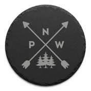 Pacific North West Slate Coaster Decor | Round and Square West Coast Designs and Gifts — Dandelion Design Co. — SlateStudioMedia:design%3A1%3Ashape%3Around:4 — 0078-PNPN_pacific_north_west_slate_coaster_decor_round_and_square_west_coast_designs_and_gifts_04_round_main.png