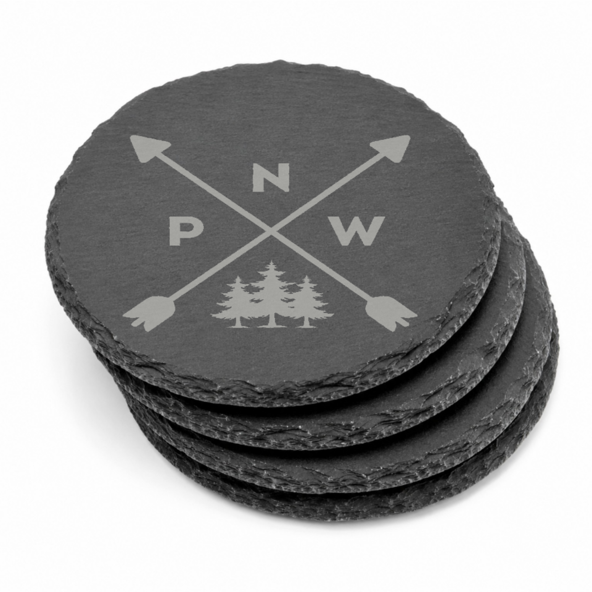 Pacific North West Slate Coaster Decor | Round and Square West Coast Designs and Gifts — Dandelion Design Co. — SlateStudioMedia:gallery:9 — 0078-PNPN_pacific_north_west_slate_coaster_decor_round_and_square_west_coast_designs_and_gifts_10_round_stack.png