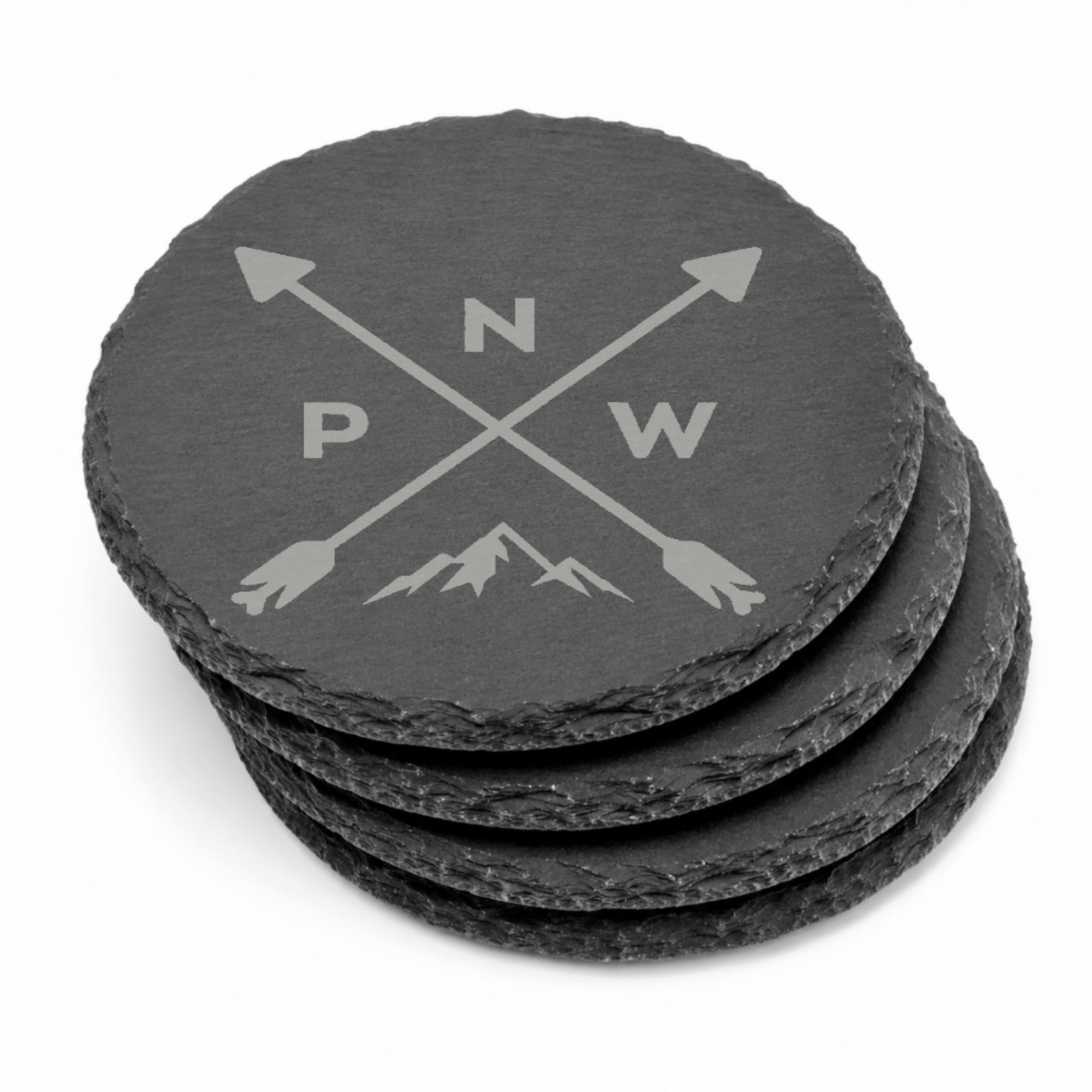 Pacific North West Slate Coaster Decor | Round and Square West Coast Designs and Gifts — Dandelion Design Co. — SlateStudioMedia:gallery:11 — 0078-PNPN_pacific_north_west_slate_coaster_decor_round_and_square_west_coast_designs_and_gifts_15_D02_round_stack.png