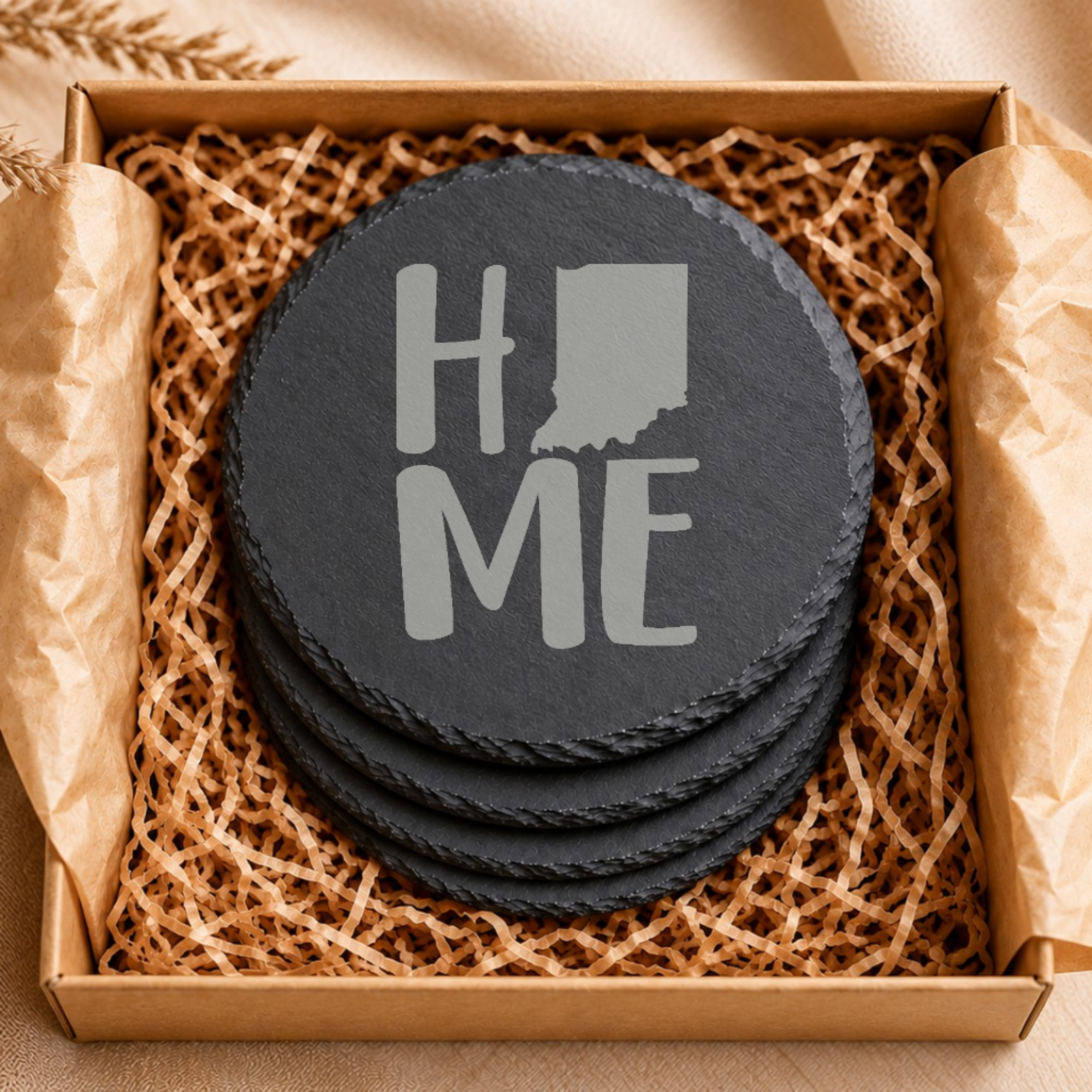 Illinois Themed Slate Drink Coasters Bulk Order | Chicago Corporate Event Gifts | Conference Swag Bags | Retreat Kits Business Events — Dandelion Design Co. — SlateStudioMedia:gallery:9 — 0079-ITGN_illinois_themed_slate_drink_coasters_bulk_order_chicago_corporate_event_gifts_conference_swag_bags_retreat_kits_business_events_06_round_gift_box.png