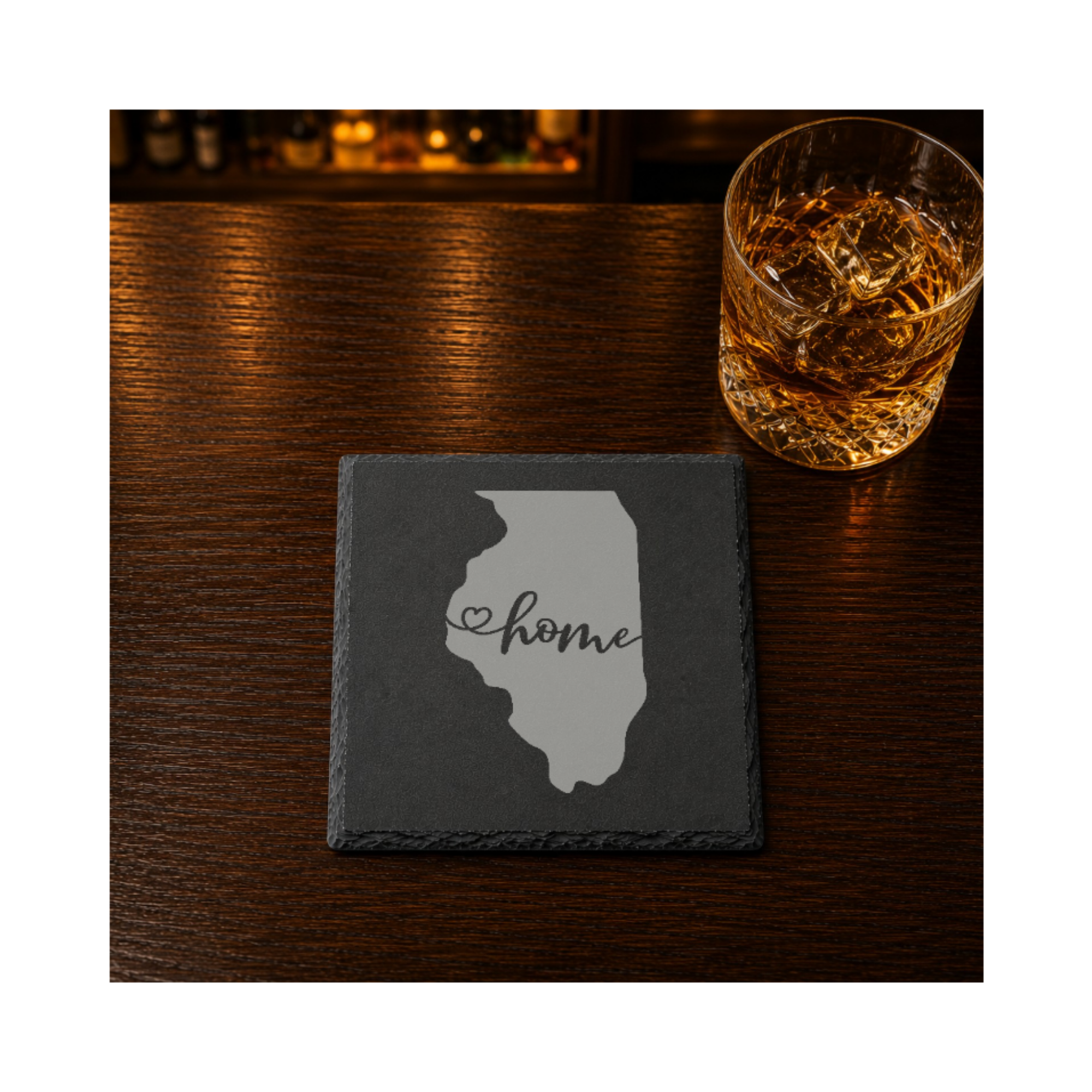 Illinois Themed Slate Drink Coasters Bulk Order | Chicago Corporate Event Gifts | Conference Swag Bags | Retreat Kits Business Events — Dandelion Design Co. — SlateStudioMedia:gallery:20 — 0079-ITGN_illinois_themed_slate_drink_coasters_bulk_order_chicago_corporate_event_gifts_conference_swag_bags_retreat_kits_business_events_19_D03_square_whiskey_lifestyle.png