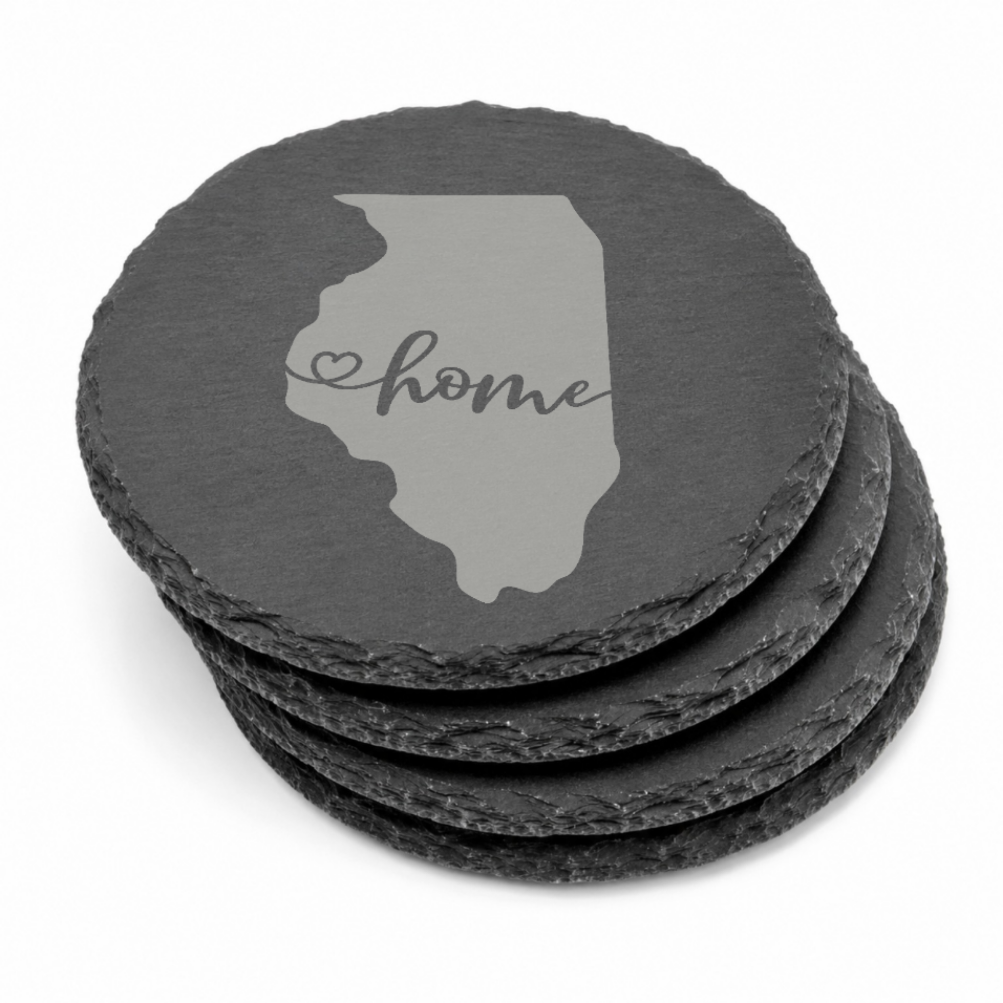 Illinois Themed Slate Drink Coasters Bulk Order | Chicago Corporate Event Gifts | Conference Swag Bags | Retreat Kits Business Events — Dandelion Design Co. — SlateStudioMedia:gallery:15 — 0079-ITGN_illinois_themed_slate_drink_coasters_bulk_order_chicago_corporate_event_gifts_conference_swag_bags_retreat_kits_business_events_21_D03_round_stack.png