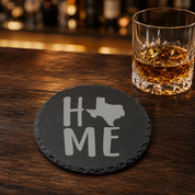 Texas Themed Slate Drink Coasters Bulk Order | Corporate Event Gifts | Conference Swag Bags | Retreat Welcome Kits | Business Events — Dandelion Design Co. — SlateStudioMedia:gallery:17 — 0080-TTGN_texas_themed_slate_drink_coasters_bulk_order_corporate_event_gifts_conference_swag_bags_retreat_welcome_kits_business_events_08_round_whiskey_lifestyle.png