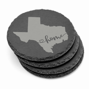Texas Themed Slate Drink Coasters Bulk Order | Corporate Event Gifts | Conference Swag Bags | Retreat Welcome Kits | Business Events — Dandelion Design Co. — SlateStudioMedia:gallery:13 — 0080-TTGN_texas_themed_slate_drink_coasters_bulk_order_corporate_event_gifts_conference_swag_bags_retreat_welcome_kits_business_events_15_D02_round_stack.png