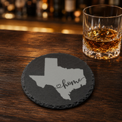 Texas Themed Slate Drink Coasters Bulk Order | Corporate Event Gifts | Conference Swag Bags | Retreat Welcome Kits | Business Events — Dandelion Design Co. — SlateStudioMedia:gallery:19 — 0080-TTGN_texas_themed_slate_drink_coasters_bulk_order_corporate_event_gifts_conference_swag_bags_retreat_welcome_kits_business_events_16_D02_round_whiskey_lifestyle.png