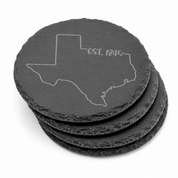 Texas Themed Slate Drink Coasters Bulk Order | Corporate Event Gifts | Conference Swag Bags | Retreat Welcome Kits | Business Events — Dandelion Design Co. — SlateStudioMedia:gallery:15 — 0080-TTGN_texas_themed_slate_drink_coasters_bulk_order_corporate_event_gifts_conference_swag_bags_retreat_welcome_kits_business_events_21_D03_round_stack.png