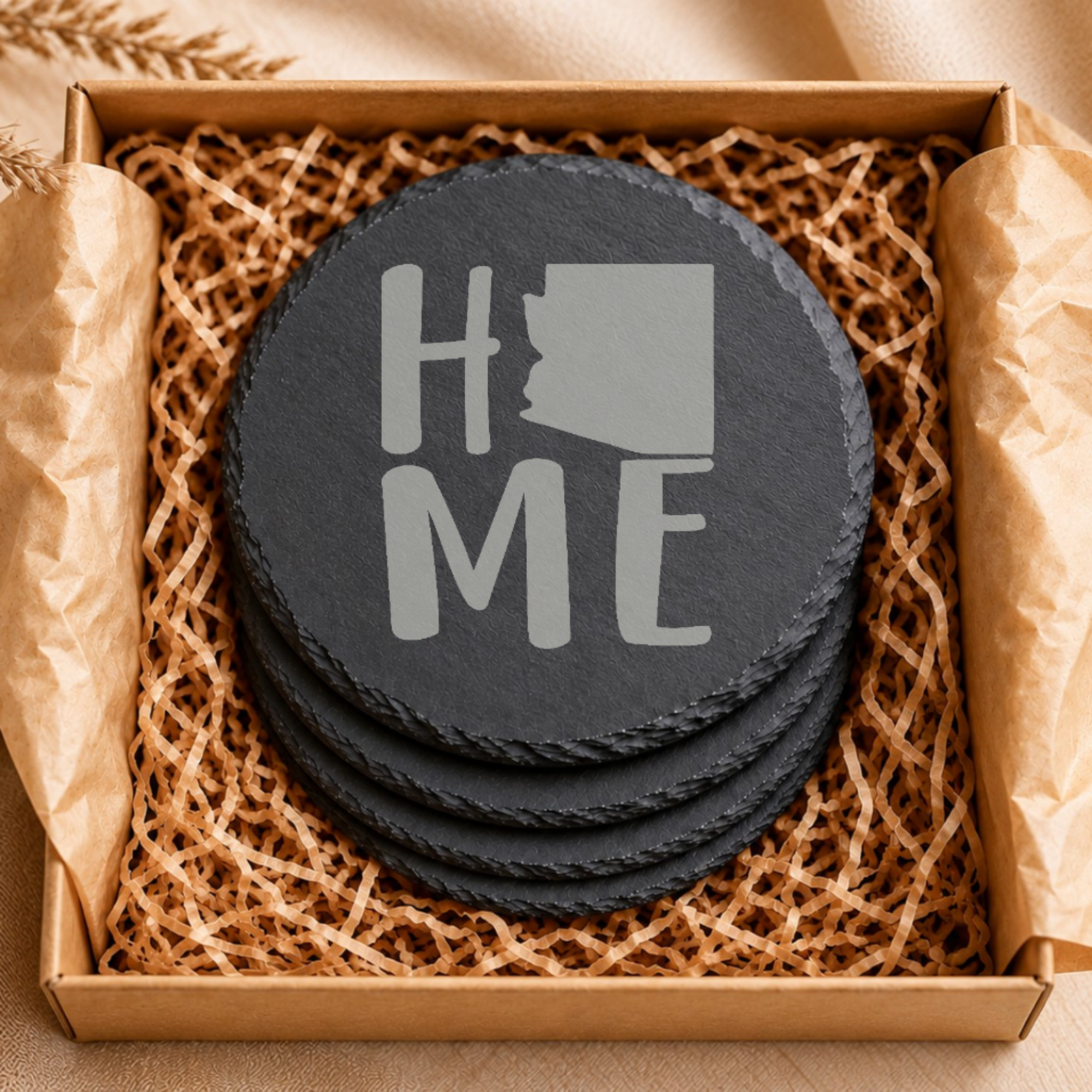 Arizona Themed Slate Drink Coasters Bulk Order | Corporate Retreat Gifts | Conference Swag Bags | Welcome Kits | Training & Business Events — Dandelion Design Co. — SlateStudioMedia:gallery:9 — 0081-ATGN_arizona_themed_slate_drink_coasters_bulk_order_corporate_retreat_gifts_conference_swag_bags_welcome_kits_training_business_events_06_round_gift_box.png