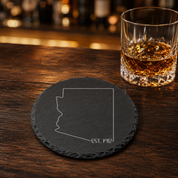 Arizona Themed Slate Drink Coasters Bulk Order | Corporate Retreat Gifts | Conference Swag Bags | Welcome Kits | Training & Business Events — Dandelion Design Co. — SlateStudioMedia:gallery:21 — 0081-ATGN_arizona_themed_slate_drink_coasters_bulk_order_corporate_retreat_gifts_conference_swag_bags_welcome_kits_training_business_events_22_D03_round_whiskey_lifestyle.png