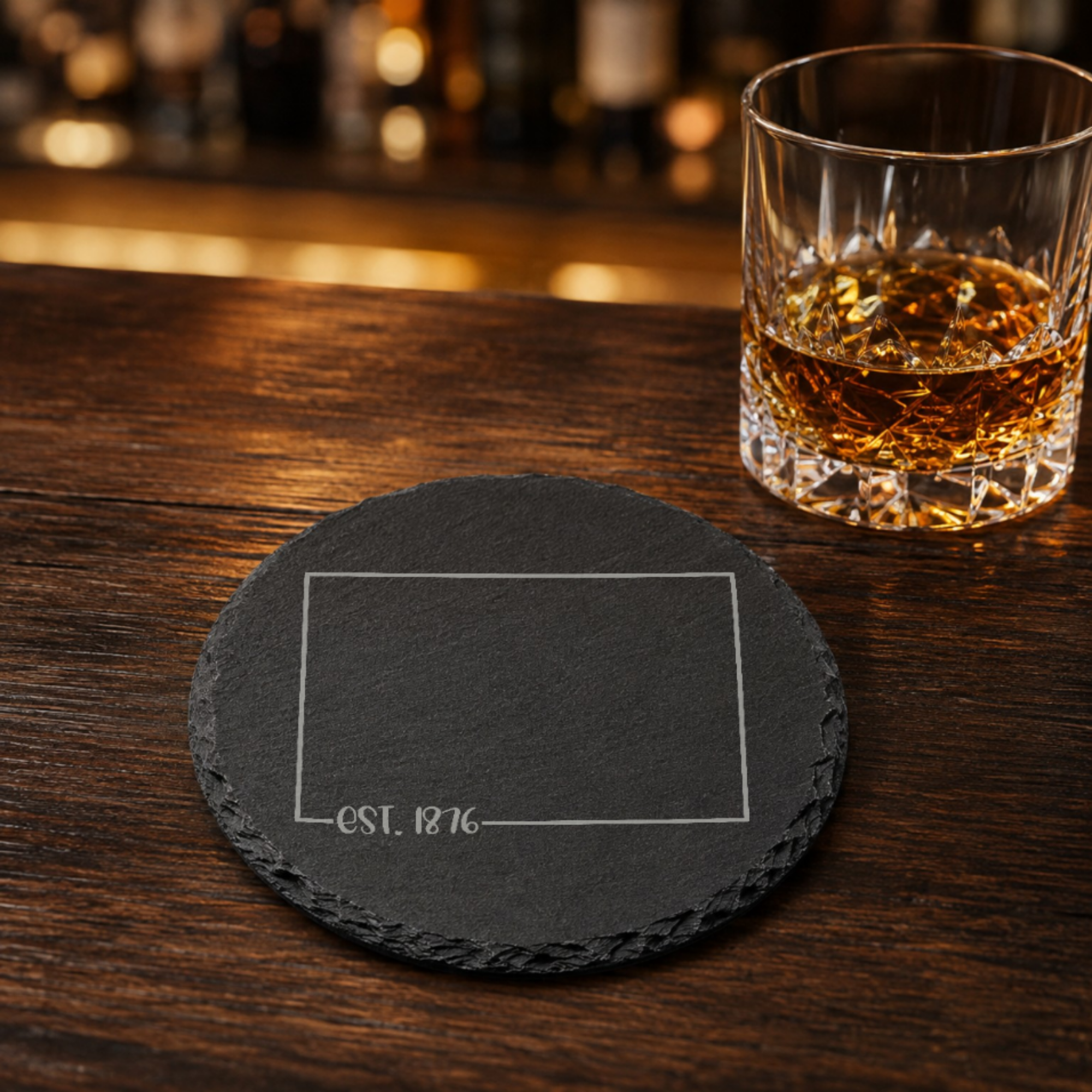 Colorado Themed Slate Drink Coasters Bulk Order | Corporate Retreat Gifts | Leadership Offsite Swag | Conference Welcome Kits — Dandelion Design Co. — SlateStudioMedia:gallery:21 — 0082-CTGN_colorado_themed_slate_drink_coasters_bulk_order_corporate_retreat_gifts_leadership_offsite_swag_conference_welcome_kits_22_D03_round_whiskey_lifestyle.png