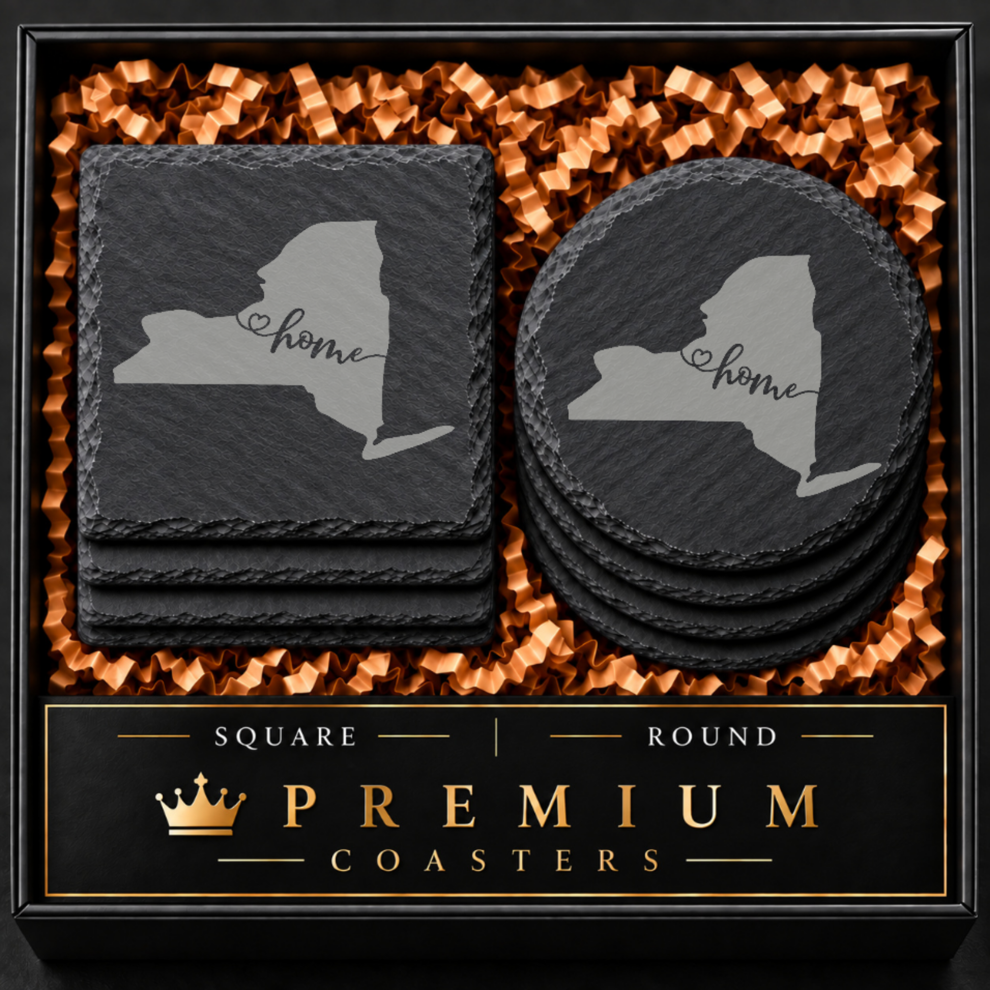New York Themed Slate Drink Coasters Bulk Order | Corporate Event Gifts | Conference Swag Bags | Retreat Welcome Kits | Business Events — Dandelion Design Co. — SlateStudioMedia:hero:1 — 0083-NYGN_new_york_themed_slate_drink_coasters_bulk_order_corporate_event_gifts_conference_swag_bags_retreat_welcome_kits_business_events_01_square_round_gift_hero.png