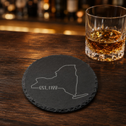 New York Themed Slate Drink Coasters Bulk Order | Corporate Event Gifts | Conference Swag Bags | Retreat Welcome Kits | Business Events — Dandelion Design Co. — SlateStudioMedia:gallery:19 — 0083-NYGN_new_york_themed_slate_drink_coasters_bulk_order_corporate_event_gifts_conference_swag_bags_retreat_welcome_kits_business_events_16_D02_round_whiskey_lifestyle.png