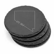 Nevada Themed Slate Drink Coasters Bulk Order | Las Vegas Corporate Event Gifts | Conference Swag Bags | Retreat Welcome Kits | Business — Dandelion Design Co. — SlateStudioMedia:gallery:15 — 0084-NTGN_nevada_themed_slate_drink_coasters_bulk_order_las_vegas_corporate_event_gifts_conference_swag_bags_retreat_welcome_kits_business_21_D03_round_stack.png