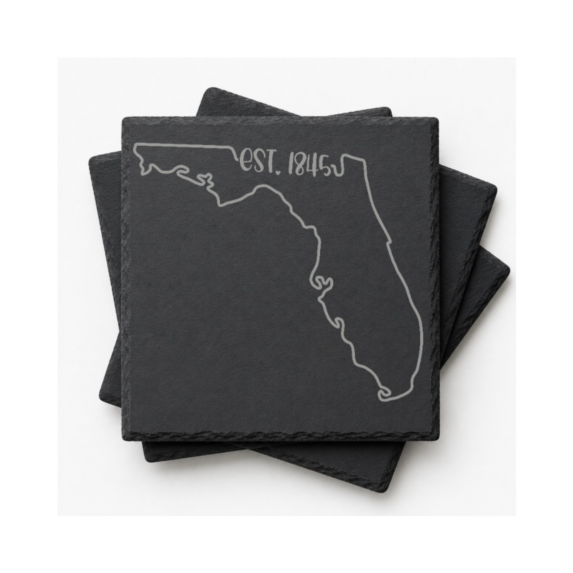 Florida Themed Slate Drink Coasters Bulk | Corporate Event Gifts | Conference Swag Bags | Retreat Welcome Gifts | Training & Company Events — Dandelion Design Co. — SlateStudioMedia:gallery:14 — 0085-FTGN_florida_themed_slate_drink_coasters_bulk_corporate_event_gifts_conference_swag_bags_retreat_welcome_gifts_training_company_events_18_D03_square_stack.png