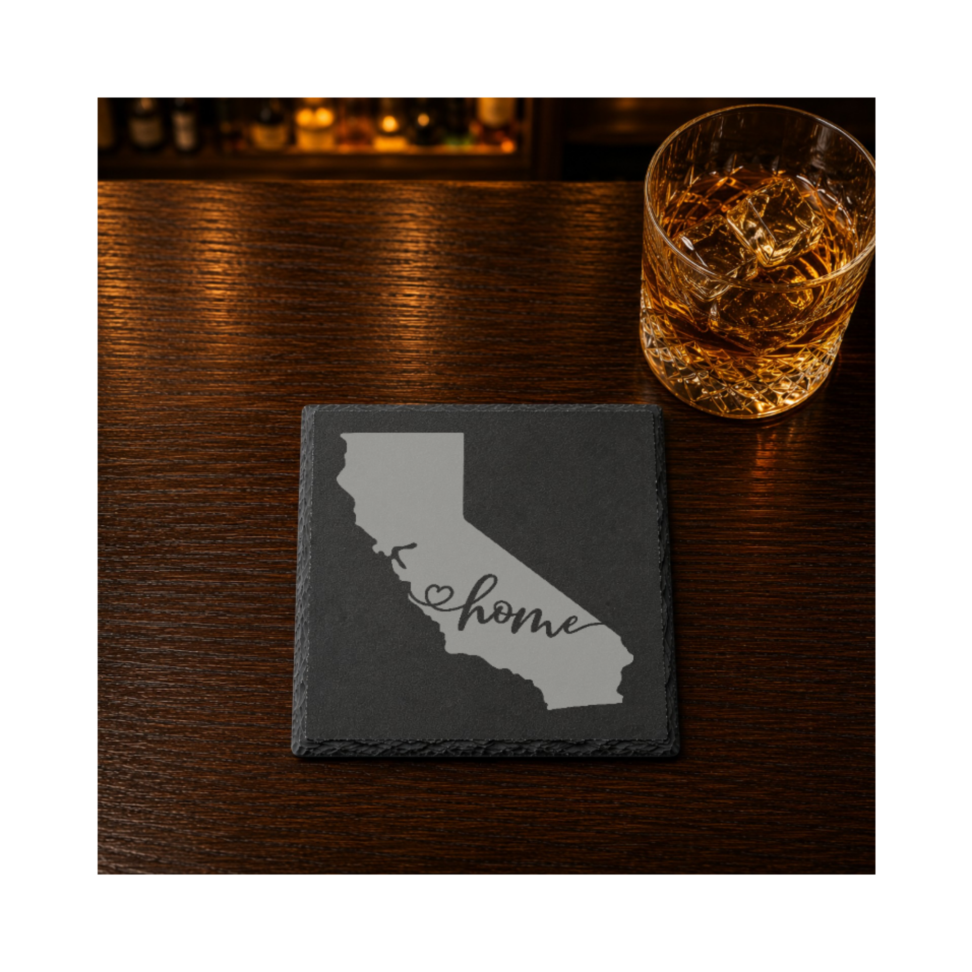 California Slate Drink Coaster | Bulk Corporate Event Gift | Conference Gift Bags, Team Meetings, Training Events, Company Retreats — Dandelion Design Co. — SlateStudioMedia:gallery:18 — 0087-CSGN_california_slate_drink_coaster_bulk_corporate_event_gift_conference_gift_bags_team_meetings_training_events_company_retreats_13_D02_square_whiskey_lifestyle.png