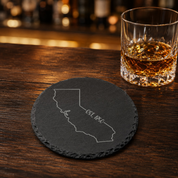 California Slate Drink Coaster | Bulk Corporate Event Gift | Conference Gift Bags, Team Meetings, Training Events, Company Retreats — Dandelion Design Co. — SlateStudioMedia:gallery:21 — 0087-CSGN_california_slate_drink_coaster_bulk_corporate_event_gift_conference_gift_bags_team_meetings_training_events_company_retreats_22_D03_round_whiskey_lifestyle.png