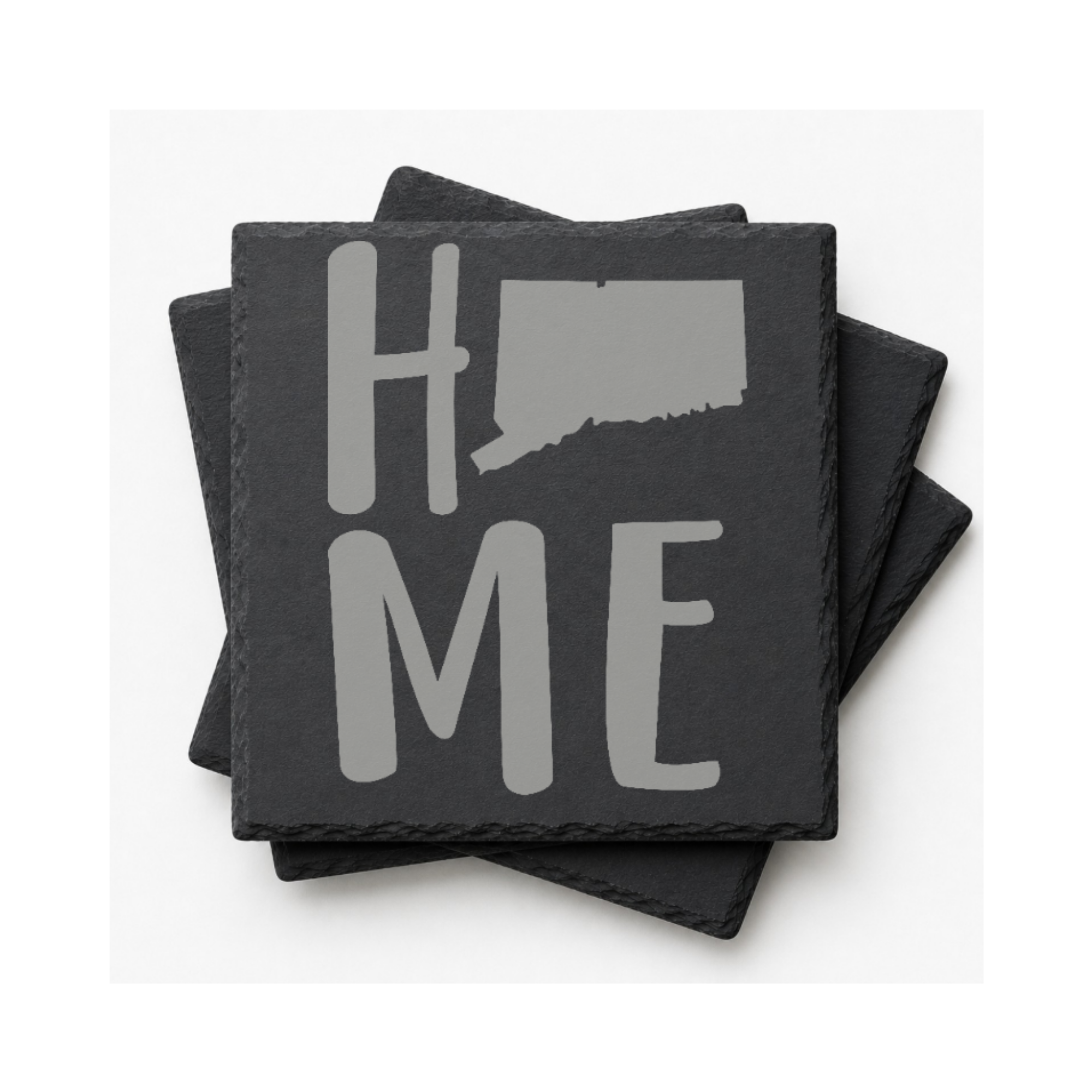 Connecticut Slate Coasters 4x4 Laser Engraved Stone Drink Coasters Connecticut Home Décor Constitution State Established 1788 Gift — Dandelion Design Co. — SlateStudioMedia:gallery:12 — 0088-CSGN_connecticut_slate_coasters_4x4_laser_engraved_stone_drink_coasters_connecticut_home_d_cor_constitution_state_established_1788_gift_09_square_stack.png
