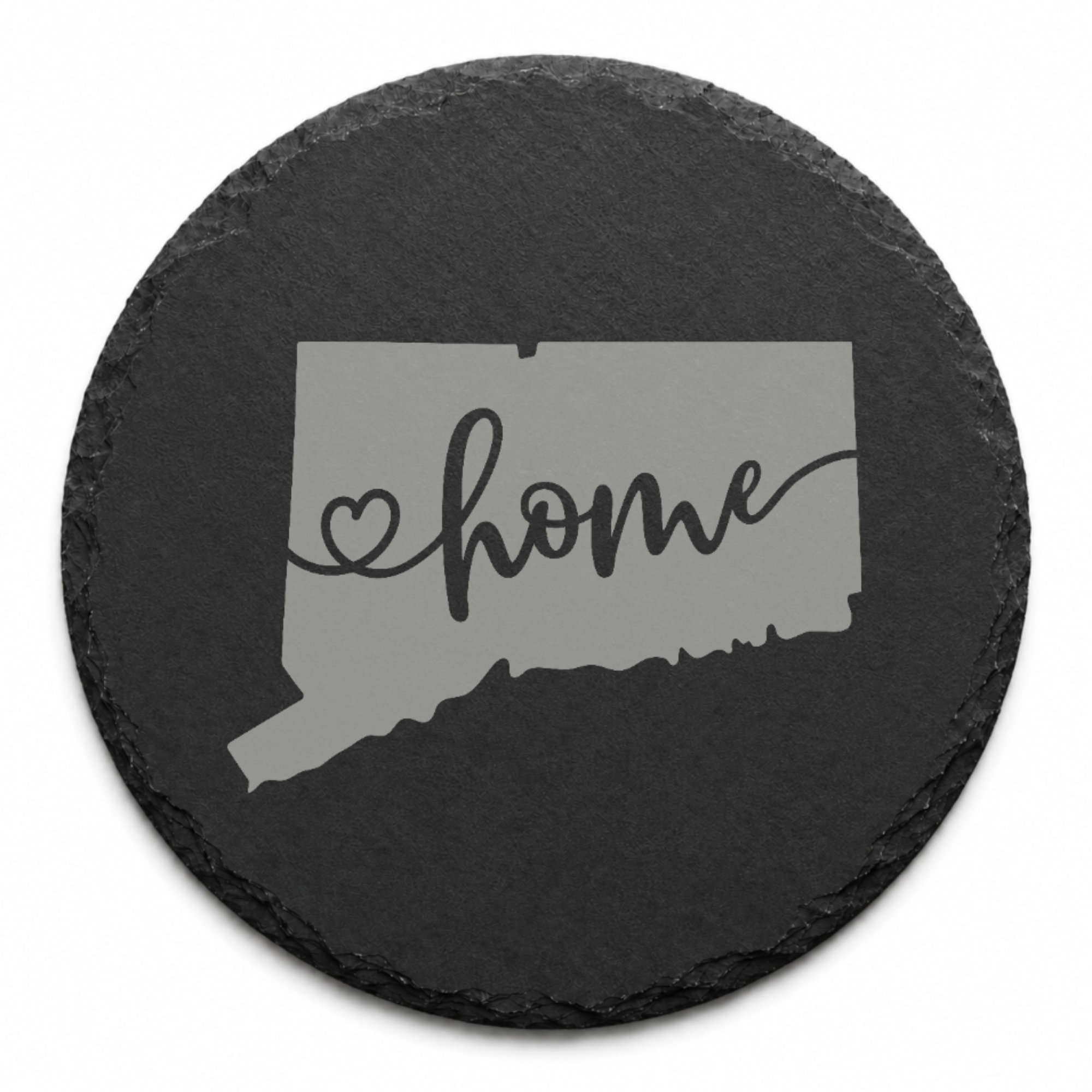 Connecticut Slate Coasters 4x4 Laser Engraved Stone Drink Coasters Connecticut Home Décor Constitution State Established 1788 Gift — Dandelion Design Co. — SlateStudioMedia:design%3A2%3Ashape%3Around:7 — 0088-CSGN_connecticut_slate_coasters_4x4_laser_engraved_stone_drink_coasters_connecticut_home_d_cor_constitution_state_established_1788_gift_14_D02_round_main.png