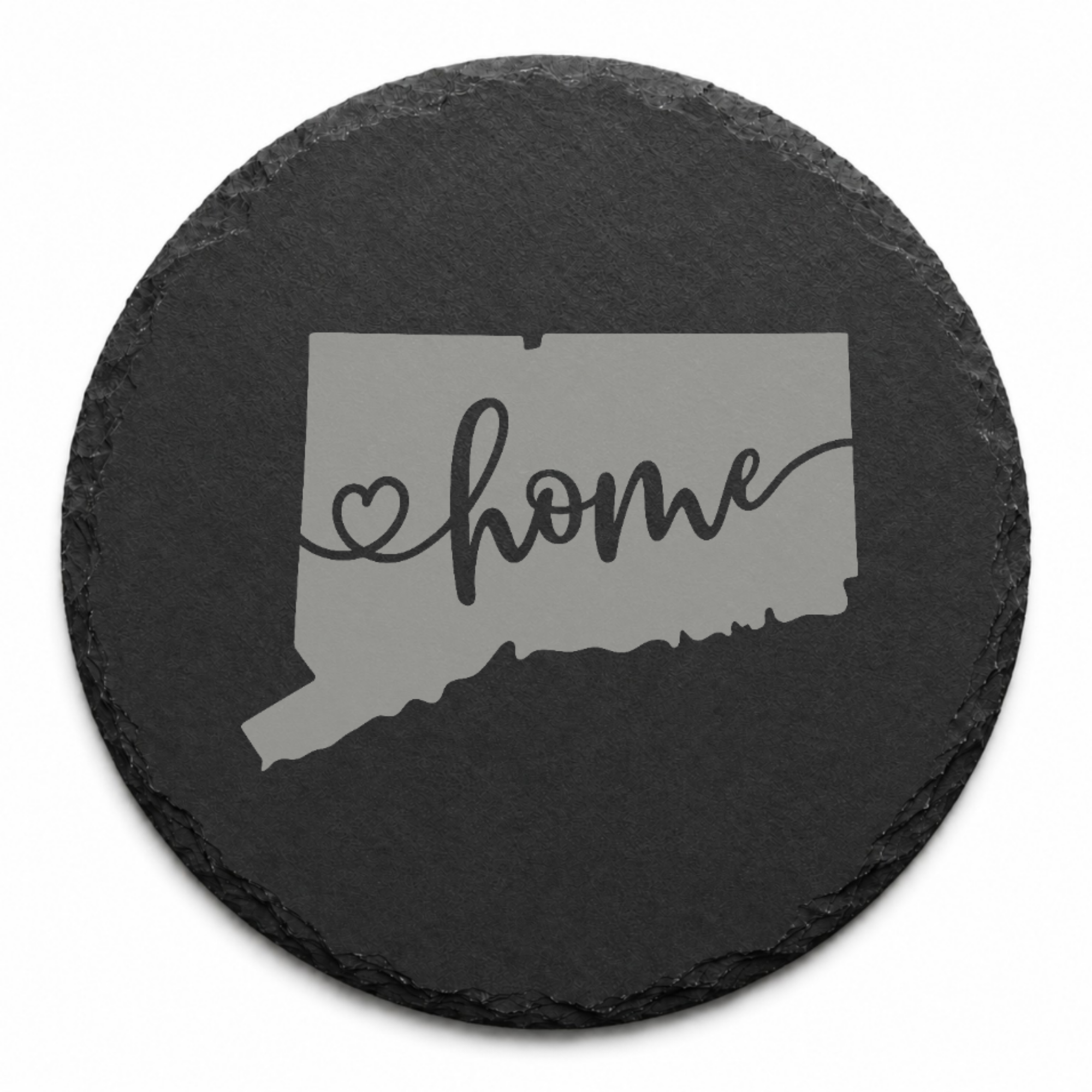 Connecticut Slate Coasters 4x4 Laser Engraved Stone Drink Coasters Connecticut Home Décor Constitution State Established 1788 Gift — Dandelion Design Co. — SlateStudioMedia:design%3A2%3Ashape%3Around:7 — 0088-CSGN_connecticut_slate_coasters_4x4_laser_engraved_stone_drink_coasters_connecticut_home_d_cor_constitution_state_established_1788_gift_14_D02_round_main.png