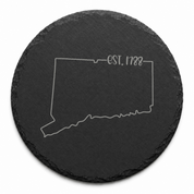 Connecticut Slate Coasters 4x4 Laser Engraved Stone Drink Coasters Connecticut Home Décor Constitution State Established 1788 Gift — Dandelion Design Co. — SlateStudioMedia:design%3A3%3Ashape%3Around:8 — 0088-CSGN_connecticut_slate_coasters_4x4_laser_engraved_stone_drink_coasters_connecticut_home_d_cor_constitution_state_established_1788_gift_20_D03_round_main.png
