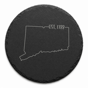 Connecticut Slate Coasters 4x4 Laser Engraved Stone Drink Coasters Connecticut Home Décor Constitution State Established 1788 Gift — Dandelion Design Co. — SlateStudioMedia:design%3A3%3Ashape%3Around:8 — 0088-CSGN_connecticut_slate_coasters_4x4_laser_engraved_stone_drink_coasters_connecticut_home_d_cor_constitution_state_established_1788_gift_20_D03_round_main.png