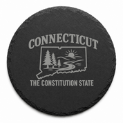 Connecticut Slate Coasters 4x4 Laser Engraved Stone Drink Coasters Connecticut Home Décor Constitution State Established 1788 Gift — Dandelion Design Co. — SlateStudioMedia:design%3A4%3Ashape%3Around:9 — 0088-CSGN_connecticut_slate_coasters_4x4_laser_engraved_stone_drink_coasters_connecticut_home_d_cor_constitution_state_established_1788_gift_26_D04_round_main.png