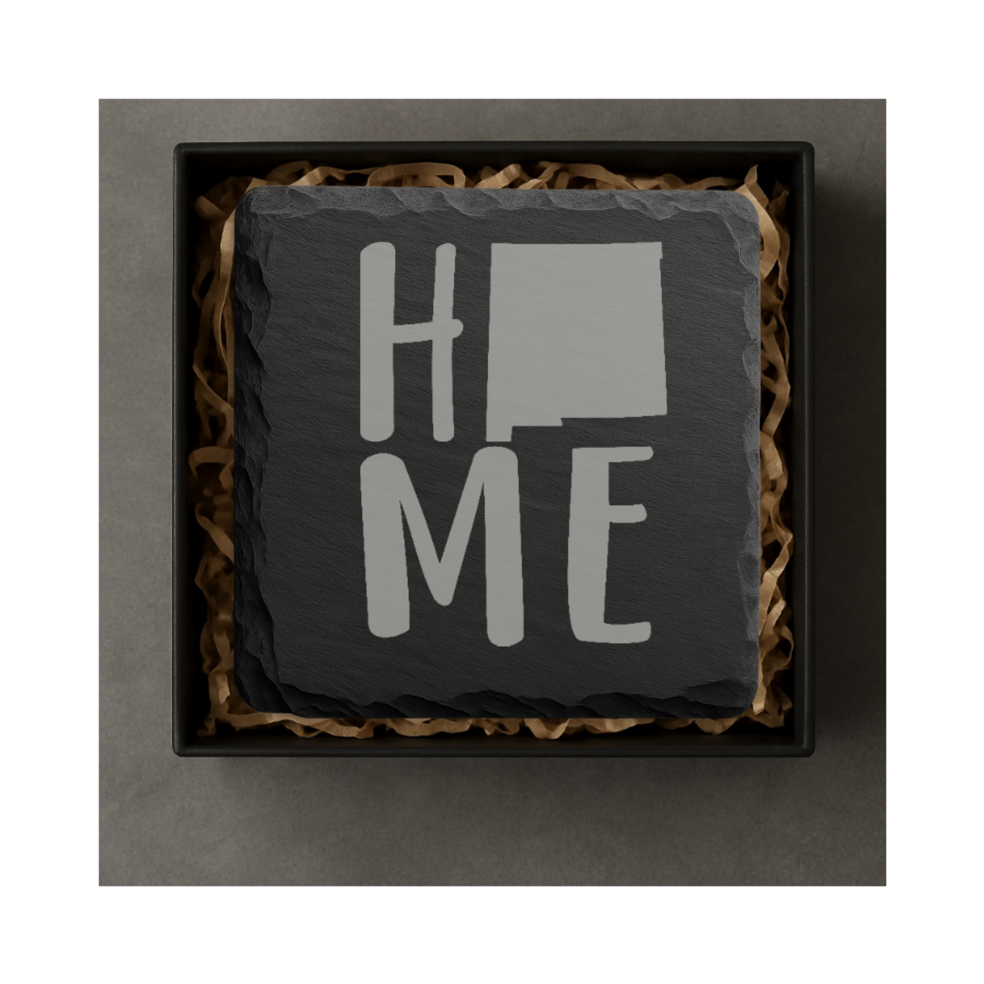 New Mexico Slate Coasters 4x4 Laser Engraved Stone Drink Coasters New Mexico Home Décor Land of Enchantment Established 1912 Gift — Dandelion Design Co. — SlateStudioMedia:gallery:8 — 0090-NMGN_new_mexico_slate_coasters_4x4_laser_engraved_stone_drink_coasters_new_mexico_home_d_cor_land_of_enchantment_established_1912_gift_05_square_gift_box.png