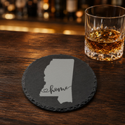 Mississippi Slate Coasters 4x4 Laser Engraved Stone Drink Coasters Mississippi Home Décor Magnolia State Established 1817 Gift — Dandelion Design Co. — SlateStudioMedia:gallery:19 — 0091-MSGN_mississippi_slate_coasters_4x4_laser_engraved_stone_drink_coasters_mississippi_home_d_cor_magnolia_state_established_1817_gift_16_D02_round_whiskey_lifestyle.png