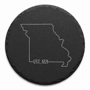 Missouri Slate Coasters 4x4 Laser Engraved Stone Drink Coasters Missouri Home Décor Show Me State Established 1821 Gift — Dandelion Design Co. — SlateStudioMedia:design%3A3%3Ashape%3Around:7 — 0092-MSGN_missouri_slate_coasters_4x4_laser_engraved_stone_drink_coasters_missouri_home_d_cor_show_me_state_established_1821_gift_20_D03_round_main.png