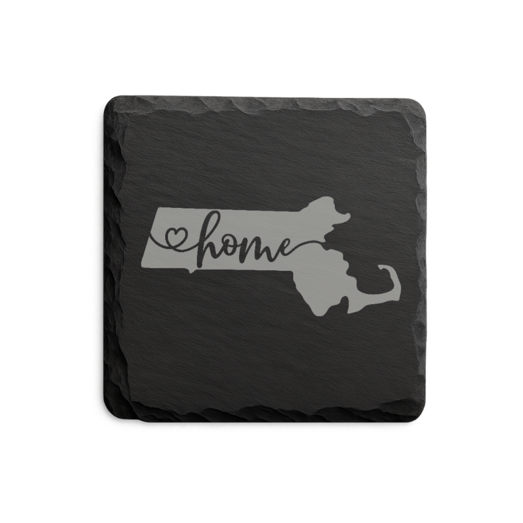Massachusetts Slate Coasters 4x4 Laser Engraved Stone Drink Coasters Massachusetts Home Décor Bay State Established 1788 Gift — Dandelion Design Co. — SlateStudioMedia:design%3A2%3Ashape%3Asquare:3 — 0093-MSGN_massachusetts_slate_coasters_4x4_laser_engraved_stone_drink_coasters_massachusetts_home_d_cor_bay_state_established_1788_gift_11_D02_square_main.png