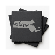 Massachusetts Slate Coasters 4x4 Laser Engraved Stone Drink Coasters Massachusetts Home Décor Bay State Established 1788 Gift — Dandelion Design Co. — SlateStudioMedia:gallery:12 — 0093-MSGN_massachusetts_slate_coasters_4x4_laser_engraved_stone_drink_coasters_massachusetts_home_d_cor_bay_state_established_1788_gift_12_D02_square_stack.png