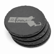 Massachusetts Slate Coasters 4x4 Laser Engraved Stone Drink Coasters Massachusetts Home Décor Bay State Established 1788 Gift — Dandelion Design Co. — SlateStudioMedia:gallery:13 — 0093-MSGN_massachusetts_slate_coasters_4x4_laser_engraved_stone_drink_coasters_massachusetts_home_d_cor_bay_state_established_1788_gift_15_D02_round_stack.png