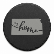 Kansas Slate Coasters 4x4 Laser Engraved Stone Drink Coasters Kansas Home Décor Sunflower State Established 1861 Gift — Dandelion Design Co. — SlateStudioMedia:design%3A2%3Ashape%3Around:6 — 0094-KSGN_kansas_slate_coasters_4x4_laser_engraved_stone_drink_coasters_kansas_home_d_cor_sunflower_state_established_1861_gift_14_D02_round_main.png