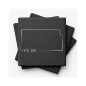 Kansas Slate Coasters 4x4 Laser Engraved Stone Drink Coasters Kansas Home Décor Sunflower State Established 1861 Gift — Dandelion Design Co. — SlateStudioMedia:gallery:14 — 0094-KSGN_kansas_slate_coasters_4x4_laser_engraved_stone_drink_coasters_kansas_home_d_cor_sunflower_state_established_1861_gift_18_D03_square_stack.png