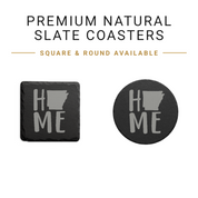 Arkansas Slate Coasters 4x4 Laser Engraved Stone Drink Coasters Arkansas Home Décor Natural State Established 1836 Gift Set — Dandelion Design Co. — SlateStudioMedia:gallery:22 — 0096-ASGN_arkansas_slate_coasters_4x4_laser_engraved_stone_drink_coasters_arkansas_home_d_cor_natural_state_established_1836_gift_set_02_square_round_available.png