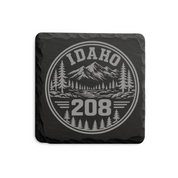 Idaho Area Code Slate Coasters | 208 & 986 Rustic Idaho Gifts | Engraved Mountain Cabin Stone Coasters — Dandelion Design Co. — SlateStudioMedia:design%3A2%3Ashape%3Asquare:3 — 0098-IAGN_idaho_area_code_slate_coasters_208_986_rustic_idaho_gifts_engraved_mountain_cabin_stone_coasters_11_D02_square_main.png