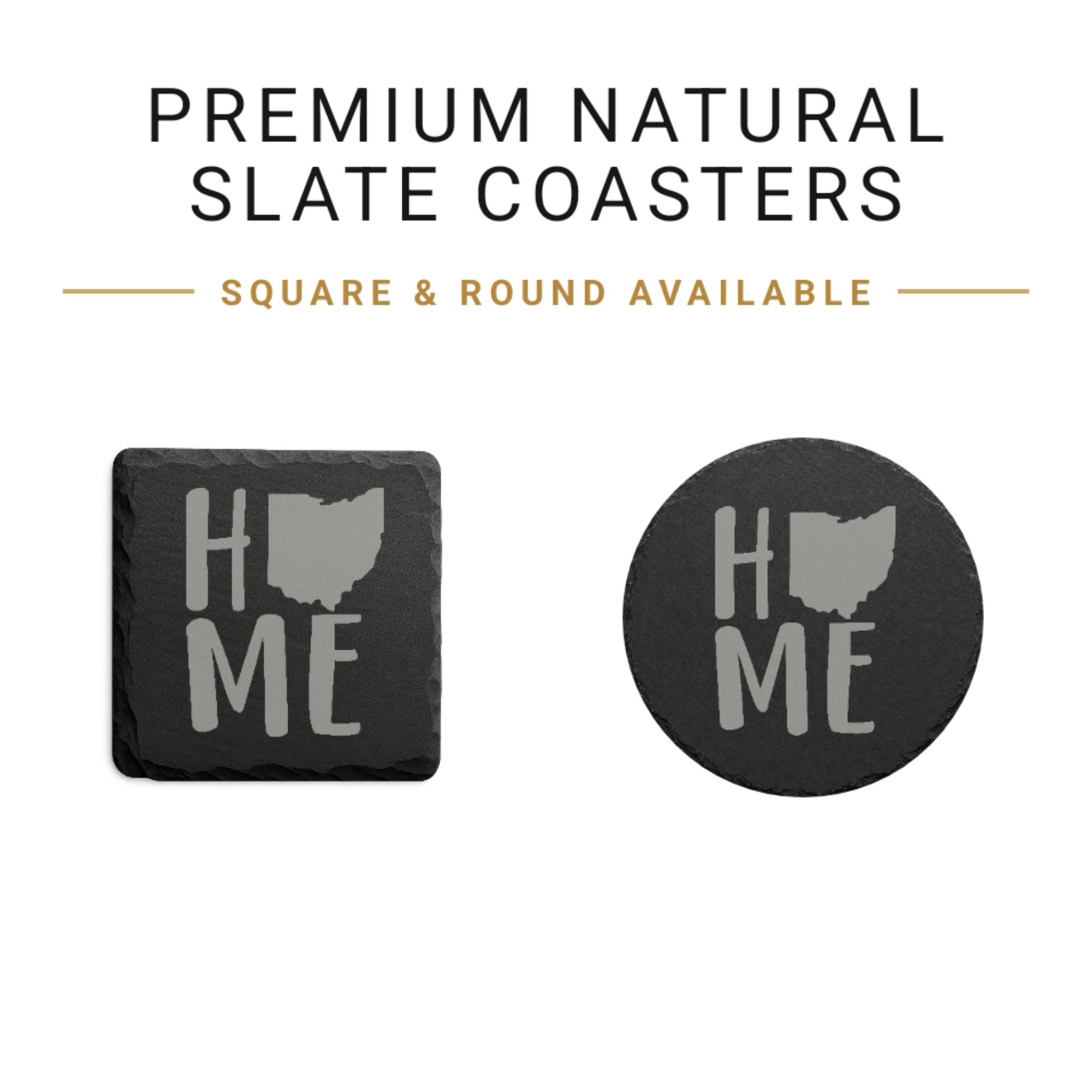 Ohio Slate Coasters 4x4 Laser Engraved Stone Drink Coasters Ohio Home Décor Buckeye State Established 1803 Gift — Dandelion Design Co. — SlateStudioMedia:gallery:22 — 0099-OSGN_ohio_slate_coasters_4x4_laser_engraved_stone_drink_coasters_ohio_home_d_cor_buckeye_state_established_1803_gift_02_square_round_available.png