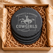 University of Wyoming Slate Coaster – "The World Needs More Cowboys" | Laser Engraved | Rustic Cowboy Gift - UW — Dandelion Design Co. — SlateStudioMedia:gallery:7 — 0101-UWGN_university_of_wyoming_slate_coaster_quot_the_world_needs_more_cowboys_quot_laser_engraved_rustic_cowboy_gift_uw_06_round_gift_box.png