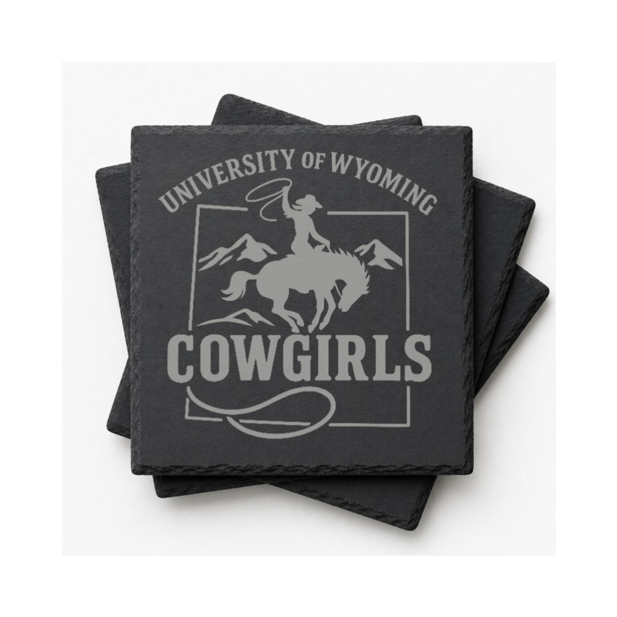 University of Wyoming Slate Coaster – "The World Needs More Cowboys" | Laser Engraved | Rustic Cowboy Gift - UW — Dandelion Design Co. — SlateStudioMedia:gallery:8 — 0101-UWGN_university_of_wyoming_slate_coaster_quot_the_world_needs_more_cowboys_quot_laser_engraved_rustic_cowboy_gift_uw_09_square_stack.png