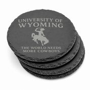 University of Wyoming Slate Coaster – "The World Needs More Cowboys" | Laser Engraved | Rustic Cowboy Gift - UW — Dandelion Design Co. — SlateStudioMedia:gallery:11 — 0101-UWGN_university_of_wyoming_slate_coaster_quot_the_world_needs_more_cowboys_quot_laser_engraved_rustic_cowboy_gift_uw_15_D02_round_stack.png
