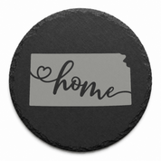 Kansas Slate Coasters 4x4 Laser Engraved Stone Drink Coasters Kansas Home Décor Sunflower State Established 1861 Gift — Dandelion Design Co. — SlateStudioMedia:design%3A2%3Ashape%3Around:6 — 0103-KSGN_kansas_slate_coasters_4x4_laser_engraved_stone_drink_coasters_kansas_home_d_cor_sunflower_state_established_1861_gift_14_D02_round_main.png