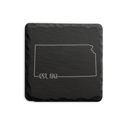 Kansas Slate Coasters 4x4 Laser Engraved Stone Drink Coasters Kansas Home Décor Sunflower State Established 1861 Gift — Dandelion Design Co. — SlateStudioMedia:design%3A3%3Ashape%3Asquare:4 — 0103-KSGN_kansas_slate_coasters_4x4_laser_engraved_stone_drink_coasters_kansas_home_d_cor_sunflower_state_established_1861_gift_17_D03_square_main.png