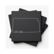 Kansas Slate Coasters 4x4 Laser Engraved Stone Drink Coasters Kansas Home Décor Sunflower State Established 1861 Gift — Dandelion Design Co. — SlateStudioMedia:gallery:14 — 0103-KSGN_kansas_slate_coasters_4x4_laser_engraved_stone_drink_coasters_kansas_home_d_cor_sunflower_state_established_1861_gift_18_D03_square_stack.png