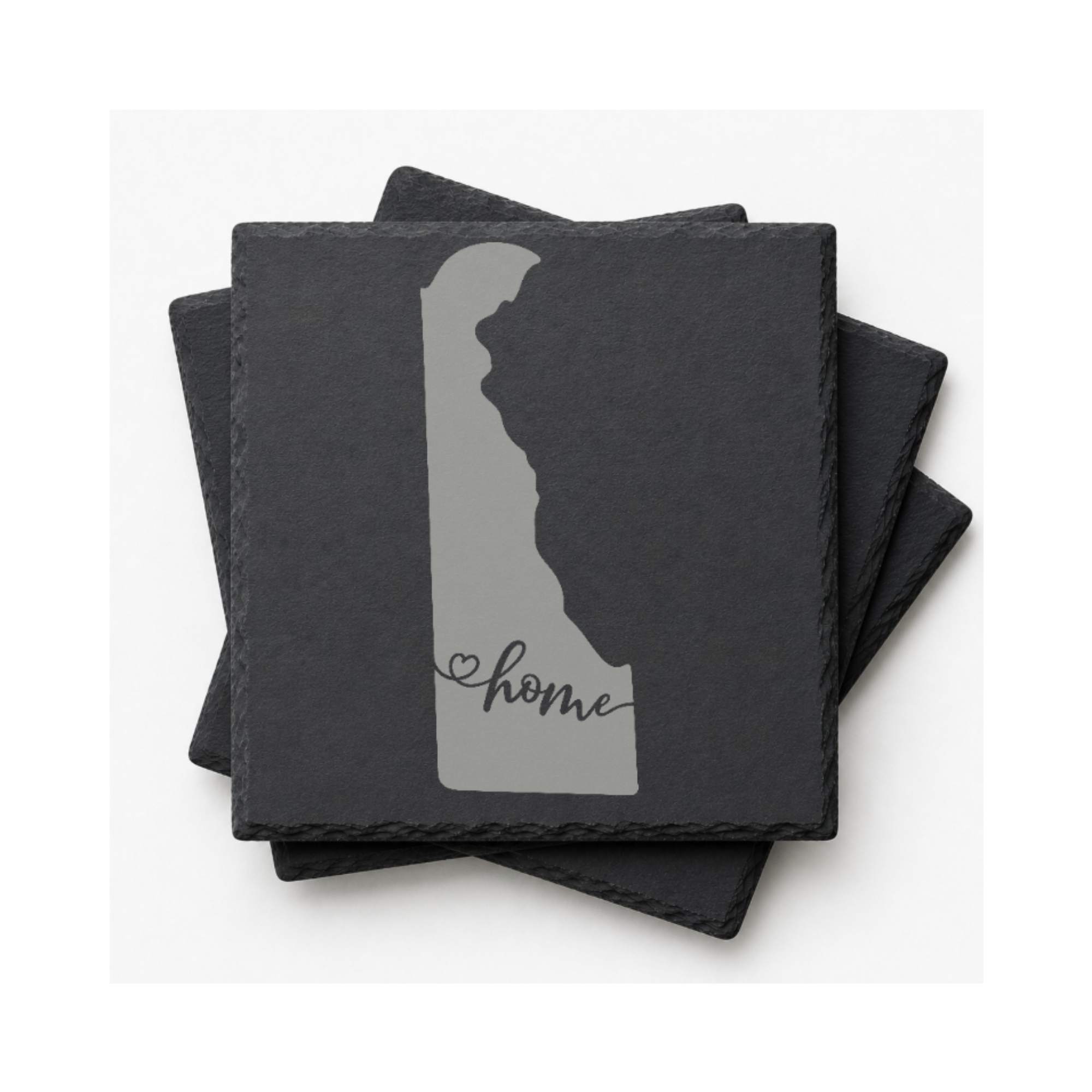 Delaware Slate Coasters 4x4 Laser Engraved Stone Drink Coasters Delaware Home Décor First State Established 1787 Gift — Dandelion Design Co. — SlateStudioMedia:gallery:12 — 0104-DSGN_delaware_slate_coasters_4x4_laser_engraved_stone_drink_coasters_delaware_home_d_cor_first_state_established_1787_gift_12_D02_square_stack.png
